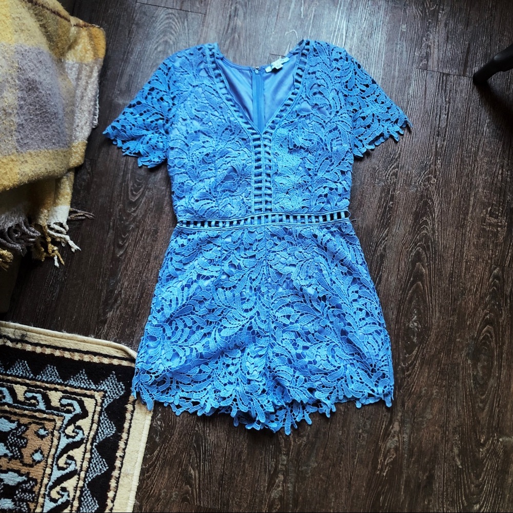 She + Sky Lace romper, M